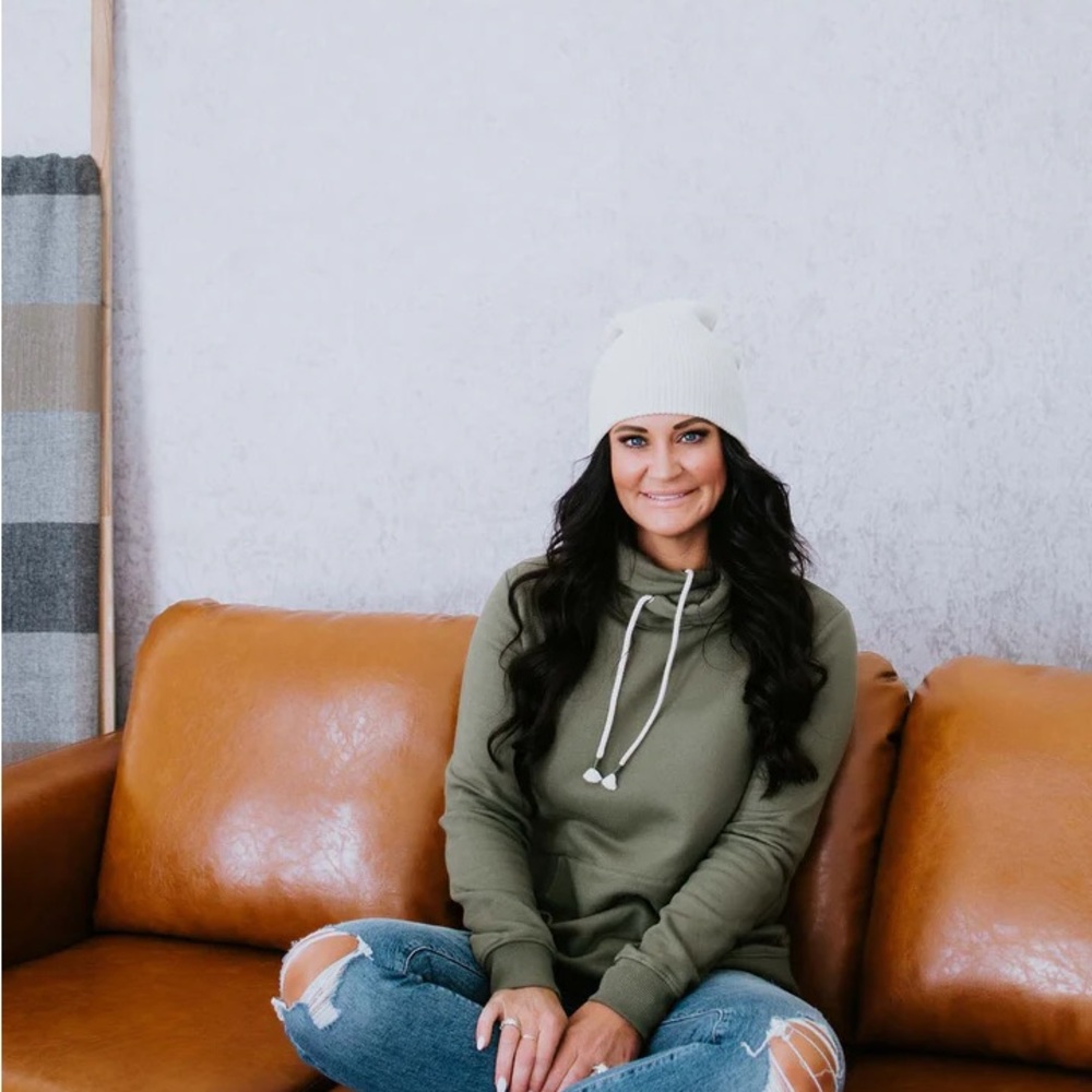 NWT Brynn Crossover Hoodie by Lily & Lottie - Large Olive Green - Lauriebelles